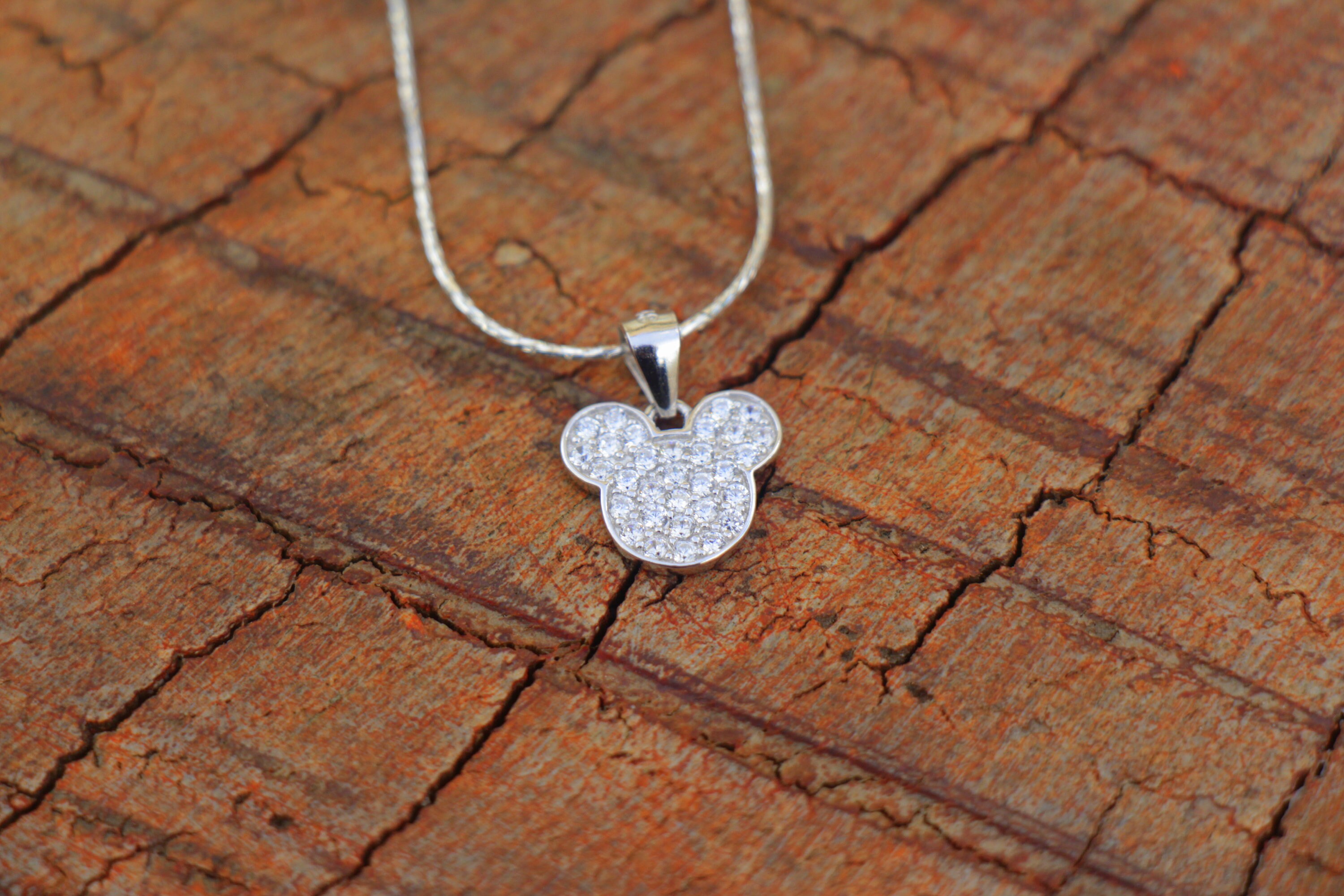 Disney Women Necklace Sparkly Mickey Mouse Necklace Mickey Mouse