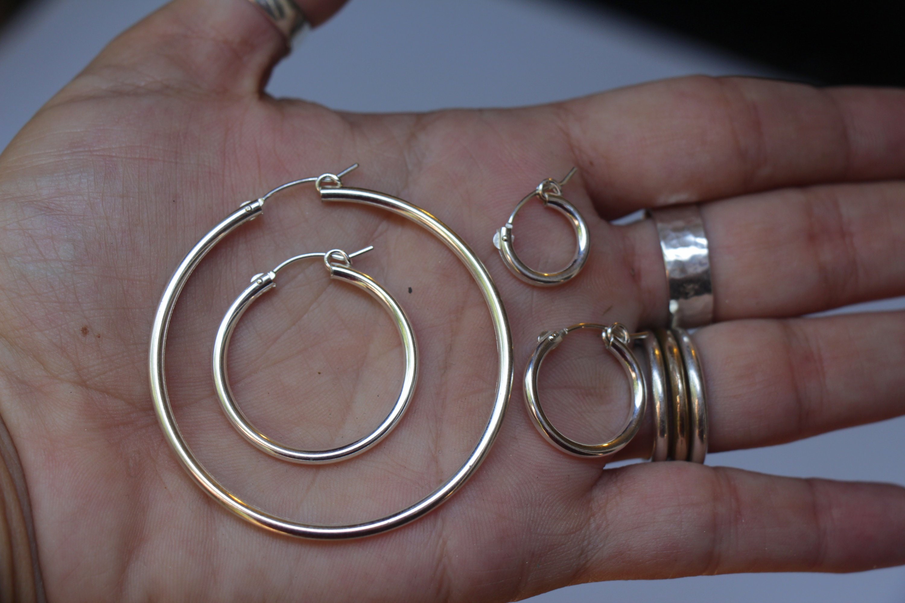 Silver Hoop Earrings Sterling Silver Semi Round Wire Hoops Small 20mm = 0.78 Simple Minimalist Everyday Women Jewelry Circle Earrings Gift
