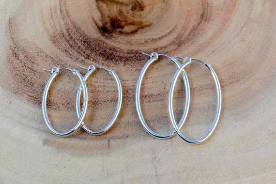Sterling silver oval hoops Sterling silver oval hoops