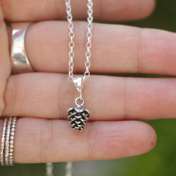 Silver or Gold Pine Cone Necklace, Women Acorn Necklace, Pine Cone Jewelry, Acorn Jewelry, Pine Tree Fruit Necklace, Winter Birthday Gift