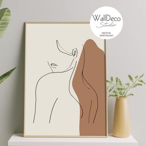 Printable Wall Art, Female Line Art, Boho Gallery Wall Set, Terracotta Print, Line Art, Affiche Scandinave, Boho Home Decor, Minimalist Art