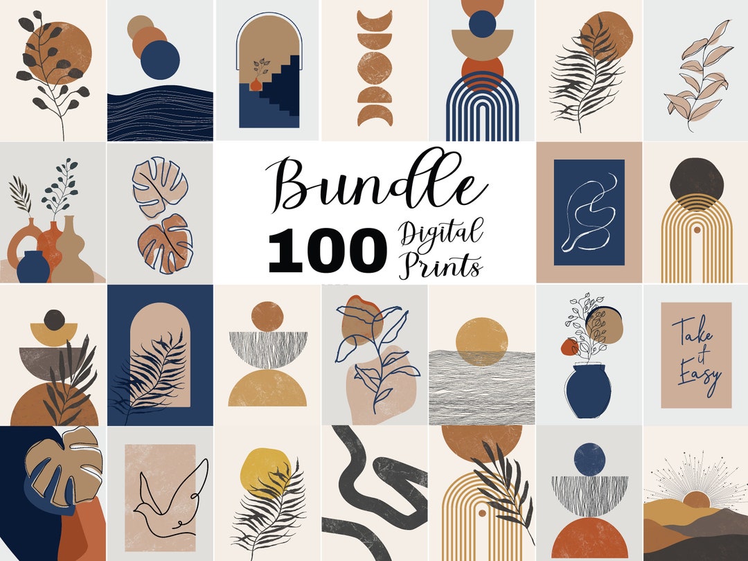 Bundle of Digital Prints, Printable Wall Art, Boho Gallery Wall Set ...