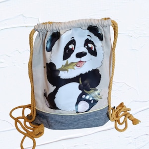 Sac à dos enfant en coton avec motif panda, à finir de personnaliser
