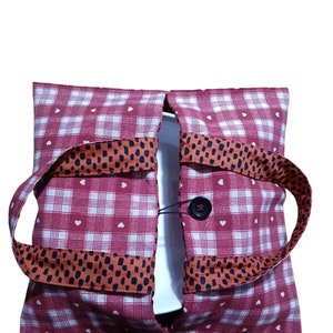 Sac à tarte, gâteau...., polycoton oekotex motifs à carreaux et petits coeurs, doublé coton