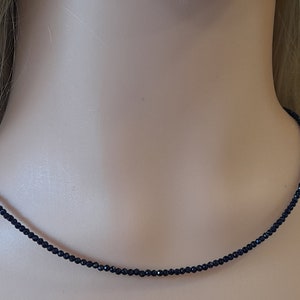 Minimalist Necklace, Natural blue Goldstone faceted choker, delicate beaded choker, Goldstone Mala Jewelry