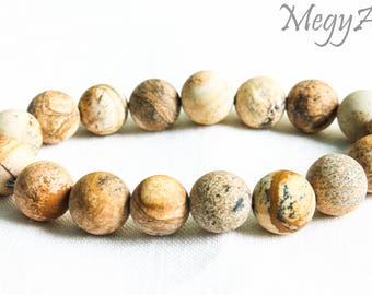 Picture Jasper bracelet 10mm for Women, Men's Jewelry stretch Bracelet