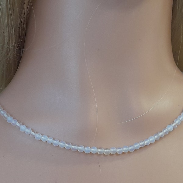 Moonstone Choker 4mm, Moonstone Necklace for Women, Chocker cristal, Gemstone Beaded Jewelry