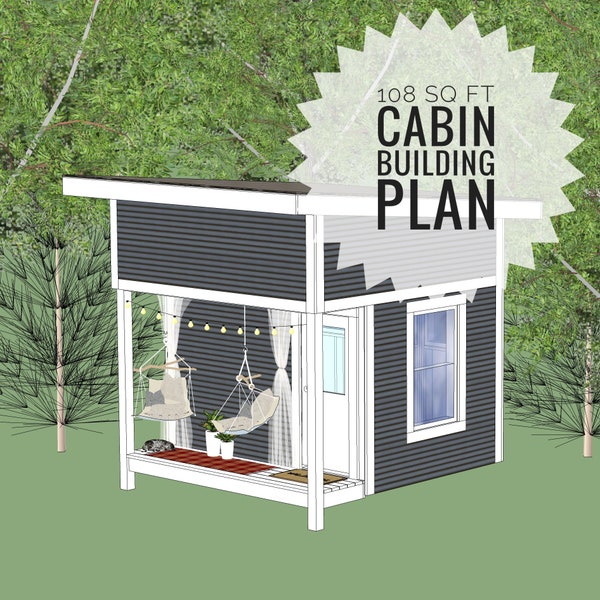 108 sq ft Cabin/Bunkie with loft Building Plan