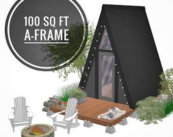 100 sq. ft. A-frame Cabin Building Plan