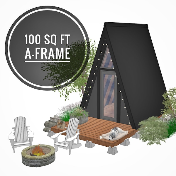 100 sq. ft. A-frame Cabin Building Plan