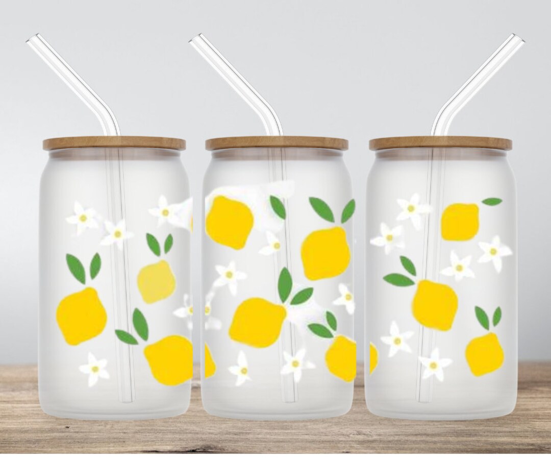 16oz Glass Can Cup Libby Cup Bamboo Lid Plastic Straw - Etsy