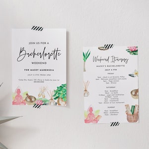 Yoga Bachelorette Party Itinerary & Invite Template -Yoga Bachelorette Weekend Schedule, Yoga Birthday, Yoga Invitation, Editable Download