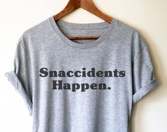Snaccidents Happen Unisex-tröja - Snacks-tröja | Mat-tröja | Foodie-present | Foodie-tröja | Kock-tröja | Söt vegansk t-shirt | Skräpmat-tröja