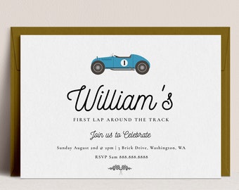 Racing Car Birthday Invite - Race Car Party Invitation, Editable Race Car Birthday Invitation, Vintage Car Birthday Invite, Instant Download