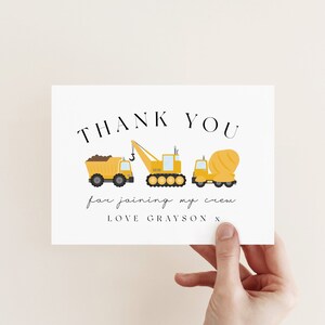 Bouw dank u kaart - bouw verjaardagsfeestje, bouw partij dank u sjabloon, vrachtwagen dank u, bewerkbare Instant Download