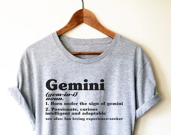 Koszulka unisex Gemini – prezent dla Bliźniąt, koszulka urodzinowa dla Bliźniąt, urodziny w maju/czerwcu, koszulka zodiakalna, sezon Bliźniąt, koszulki astrologiczne, prezenty z horoskopem