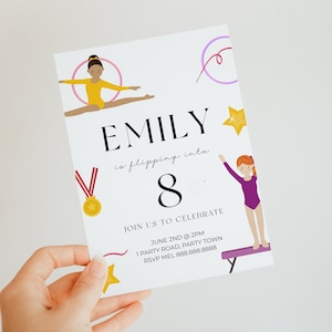 Editable Gymnastics Invitation - Gymnastics Party Invite, Girls Gymnastics Invitation, Gymnastics Birthday Party Invite, Instant Download