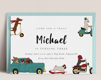 Puppy Party Invite - Puppy Birthday Invitation, Dog Birthday Party Invitation, Dog Birthday Invitation, Dog Birthday Invitation Download