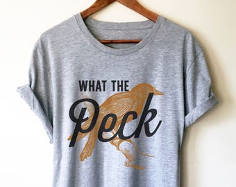 Maglietta unisex What The Peck - Maglietta per birdwatching, regalo per birdwatching, maglietta per birdwatching, ornitologia, regalo per amanti degli uccelli, maglietta con uccelli, uccellino