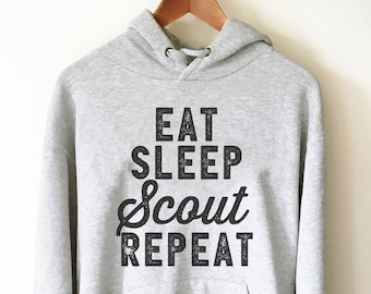 Felpa con cappuccio Eat Sleep Scout Repeat - Maglietta Scout, Maglietta per mamme Scout, Capo Scout, Maglietta Avventura, Maglietta Girl Scout, Scoutismo