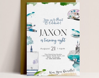 Art Party Invitation Boy-Painting Birthday Party Invitation, Art Birthday Party Invitation, Painting Party Invite, EDITABLE Digital Download