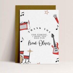Carte de remerciement d’anniversaire musical - Fête d’anniversaire de guitare, Thème d’anniversaire musical, Fournitures d’anniversaire rock, Fête d’anniversaire des années 50, Téléchargement instantané