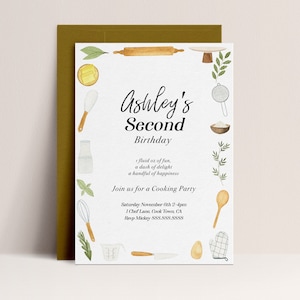 Cooking Party Birthday Invitation-Baking Party Invitation, Chef Party Invite, Kitchen Party Invite, Bakery Invite, Editable Instant Download