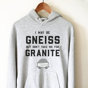 I May Be Gneiss But Don&#39;t Take Me For Granite Hooded Sweatshirt - Geology shirt, Geologist, Geologist gift, Geology Professor, Geology Puns