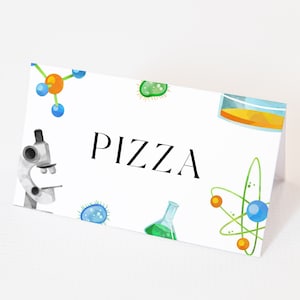 Tendas de comida para aniversário científico - rótulos de alimentos científicos, decoração de festa científica para meninos, aniversário com tema científico, lembrancinha de festa científica, download instantâneo