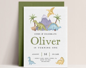 Dinosaur Birthday Invitation - Dinosaur Party Invite, Dinosaur Birthday Invite Boys, Cute Dinosaur Invite Digital, Editable Instant Download