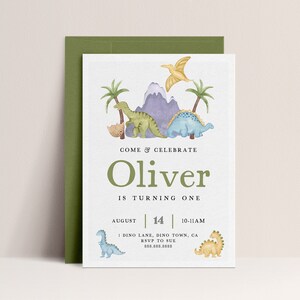 Dinosaur Birthday Invitation - Dinosaur Party Invite, Dinosaur Birthday Invite Boys, Cute Dinosaur Invite Digital, Editable Instant Download