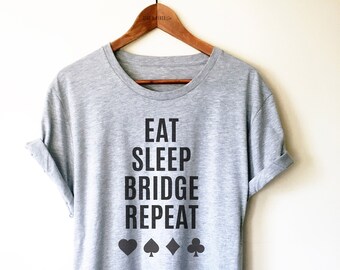 Camisa/Regata/Moletom com Capuz para Jogador de Bridge - Camisa de Bridge, Presente para Jogador de Bridge, Presente Engraçado de Bridge, Camisa para Amante de Bridge, Coma, Durma, Repita Bridge