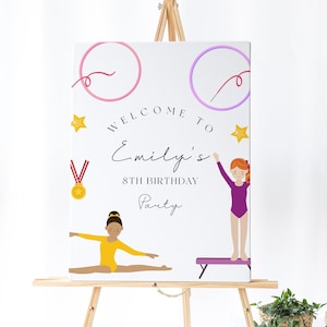 Gymnastics Welcome Sign - Gymnastics Party Decorations, Gymnastics Birthday Banner, Gymnastics Birthday Kids, Editable Instant Download
