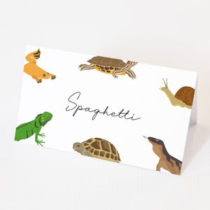 Reptielenvoedsellabel - Reptielenfeestdecor, Reptielenverjaardagsbenodigdheden, Reptielenvoedseltent, Hagedis Reptielenplaatskaart, Bewerkbare Instant Download