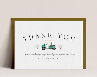 Golf Birthday Thank You Card - Golf Thank You Card, Golf Birthday Party, Golf Party Printable, Editable Thank You Card, Instant Download
