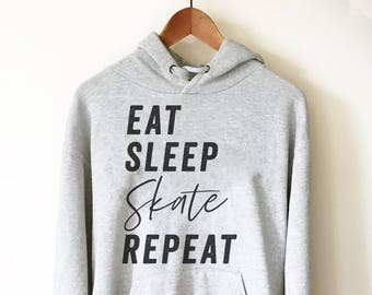 Eat Sleep Skate Repeat Hoodie - Roller Skates, Roller Skate Shirt, Skateboard Shirt, Skate Shirt, Skater Shirt, Ice Skating Shirt