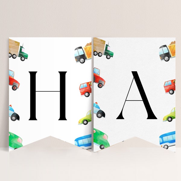 Transportation Birthday Banner-Car Birthday Banner, Transportation Birthday Decor, Vehicle Birthday,Truck Birthday Banner, Editable Download