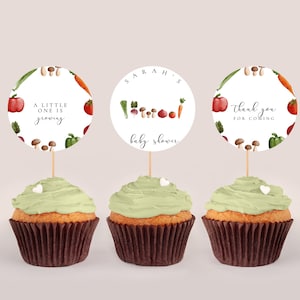 Farmer Market Cupcake Toppers -Vegetable Cake Topper, Farmers Market Baby Shower Decor, Farmers Market Printables, Editable Instant Download