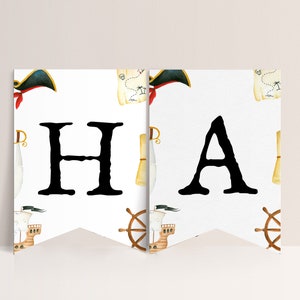 Pirate Birthday Banner - Editable Pirate Birthday Decorations, Pirate Bunting, Pirate Flag Banner, Pirate Birthday Sign, Instant Download