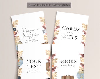 Travel Baby Shower Printables - Travel Theme Baby Shower, Travel Baby Shower Decor, Adventure Theme Baby Shower, Editable Instant Download