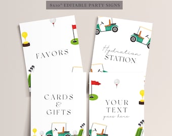 Golf Birthday Signs - Golf Party Signs, Golf Birthday Party Decorations, Golf Party Decor, Golf Party Centerpiece, Editable Instant Download