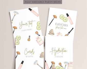 Spa Party Signs - Spa Birthday Supplies, Spa Birthday Girl, Pamper Signs, Adult Spa Party, Spa Party Printables, Editable Instant Download