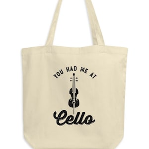 Cello Canvas Tote Bag - Cello Eco Tote Bag, Music Tote Bag, Music Lesson Bag, Instrument Tote Bag, Musician Tote Bag, Funny Cellist Tote Bag