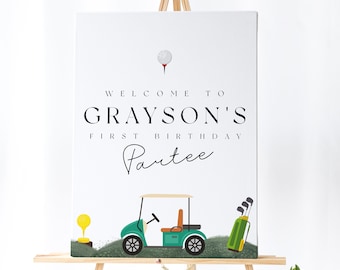 Golf Birthday Welcome Sign -Golf Party Welcome Sign, Golf Kids Birthday Welcome Sign, Golf Birthday Signage, Editable Sign, Instant Download