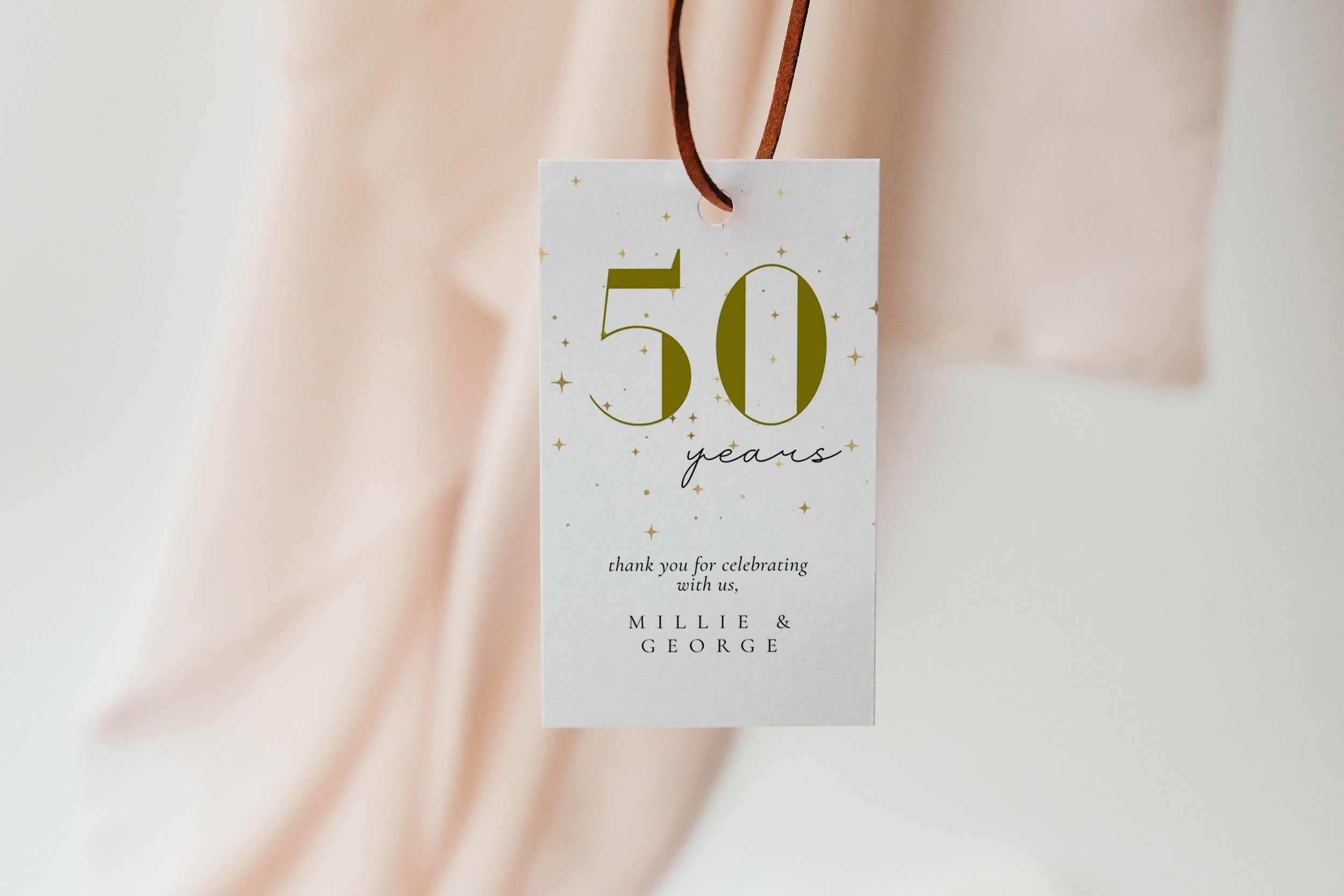 Biglietto di ringraziamento per il 50° anniversario di matrimonio - Decorazione per il 50° anniversario di matrimonio, dorato, coppie del 50° anniversario, festa di anniversario, download immediato - Italia