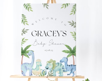 Editable Dinosaur Baby Shower Welcome Sign - Boy Baby Shower, Dinosaur Baby Shower Decorations, Dinosaur Baby Shower Theme, Instant Download