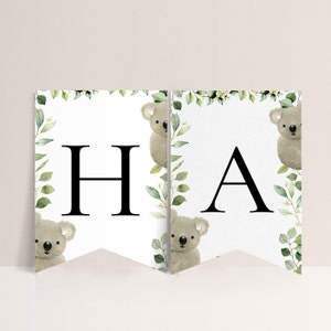 Koala Birthday Banner - Koala Sign, Koala Birthday Party Supplies, Koala Party Decorations, Koala Theme  Flag Banner, Editable Download