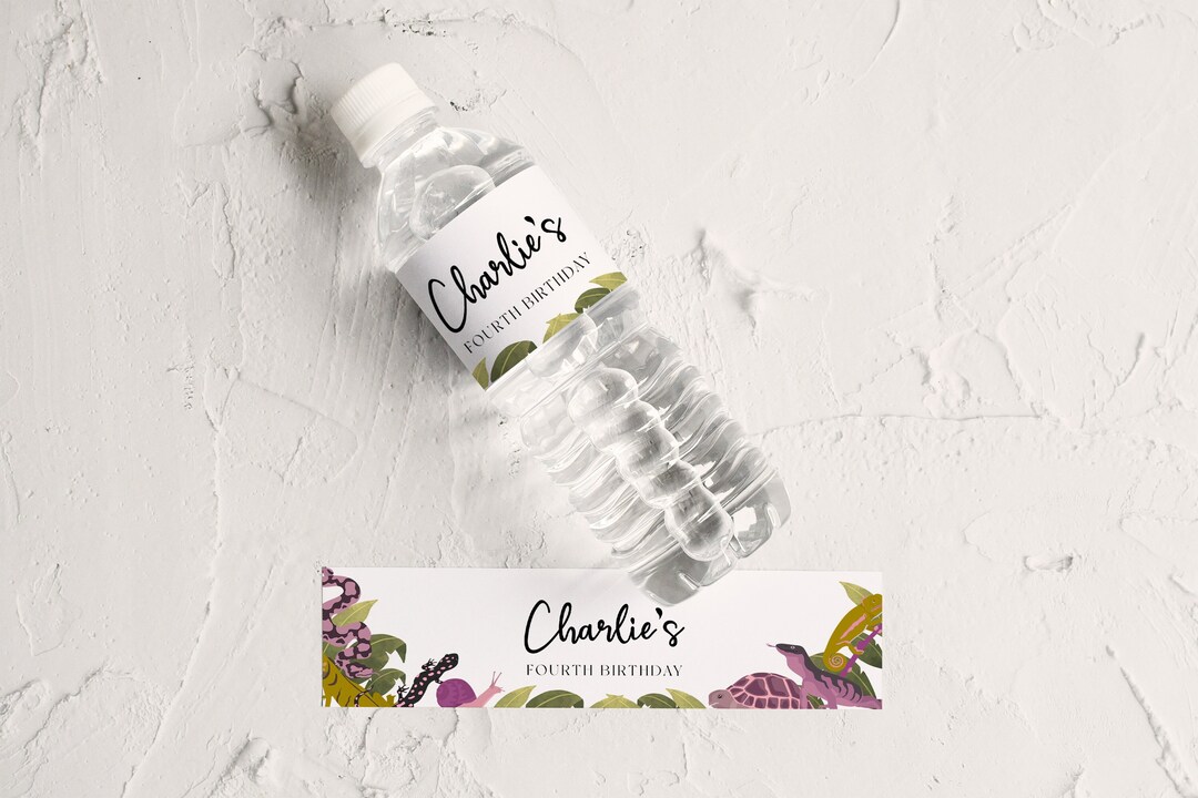 Girls Reptile Party Decorreptile Water Bottle Label, Reptile Birthday