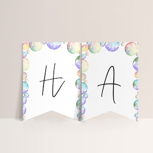 Bubble Birthday Banner - Bubble Themed Decor, Bubble Welcome Sign, Pastels, Bubble Birthday Decor, Kids Party, Editable Printable Download
