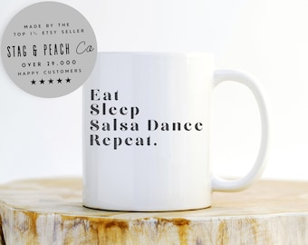 Taza "Comer, dormir, bailar salsa, repetir" - Taza de salsa, regalo para bailarín de salsa, taza para bailarín de salsa, regalo para profesor de baile, taza de baile, regalo para bailarín de salsa
